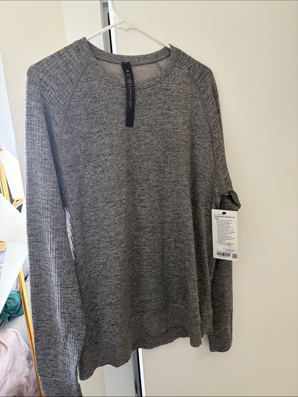 lululemon athletica Men's Engineered Warmth LS Crew - Heathered Charcoal